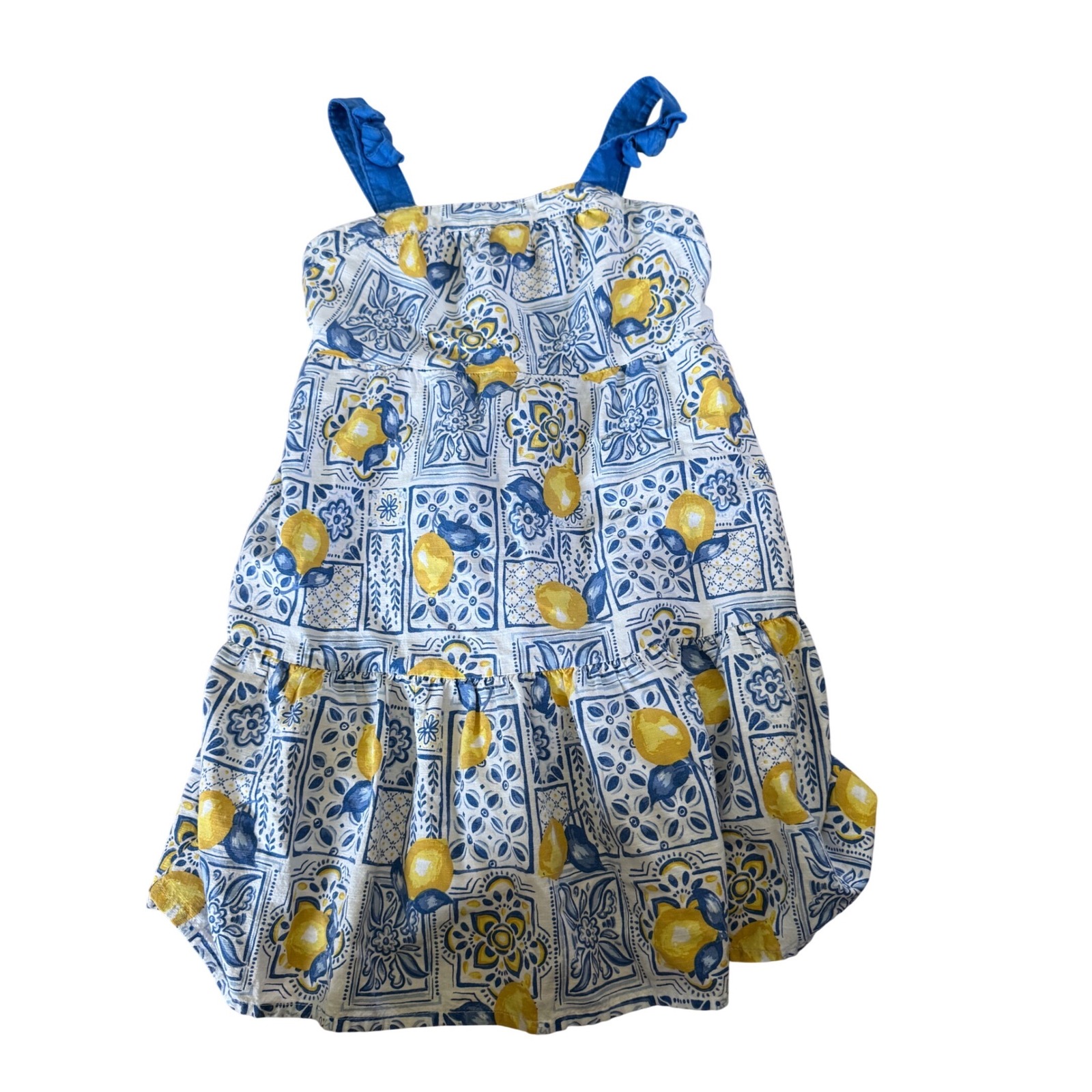 Zac Kids By Zac Posen Girls' Sleeveless Print Dress With Bow Straps Lemon Print